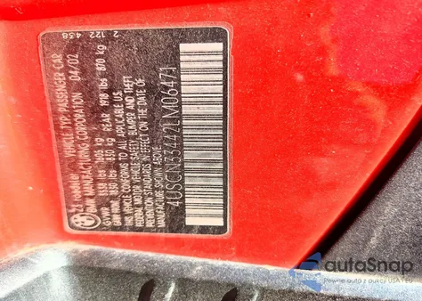 2002 BMW Z3 2.5 из США, поврежденный, VIN 4USCN33442LM06471